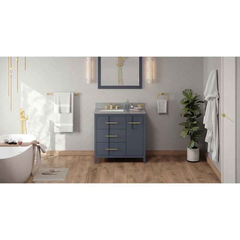 Jeffrey Alexander VKITKAT36R-MARBLE Katara 36" Free Standing Vanity