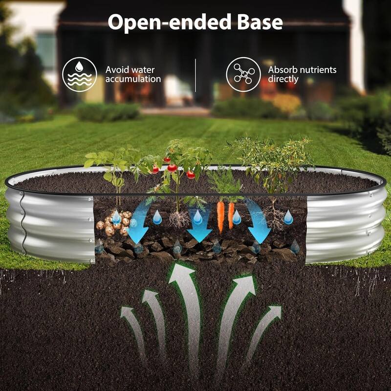 Raised Garden Bed Kit, 1 ft Galvanized Planter Box Outdoor
