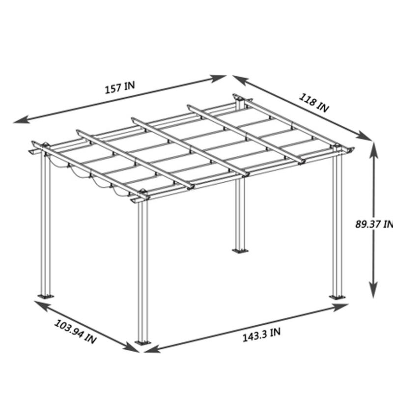 13x10 FT Outdoor Shade Canopy with Retractable Roof