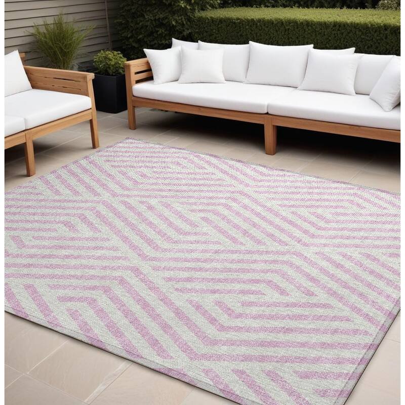 Alnafi Abstract Shapes Weather Resistant Classic Meets Modern Outdoor Rug - 8' X 10' - Multi