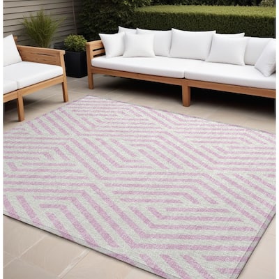 Alnafi Abstract Shapes Weather Resistant Classic Meets Modern Outdoor Rug