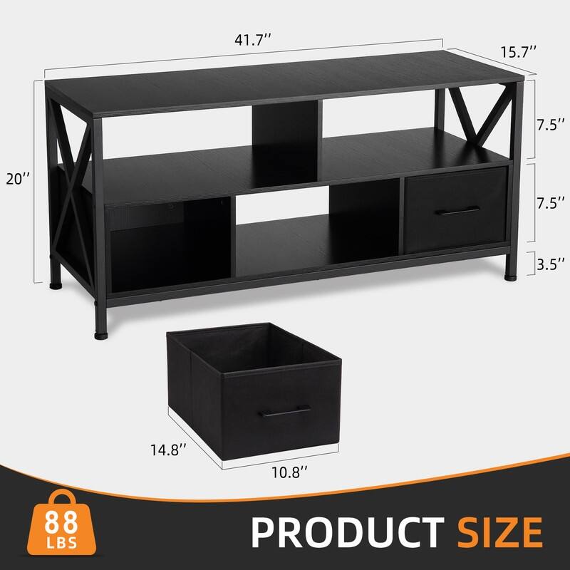 TV Stand, Entertainment Center with Fabric Drawers