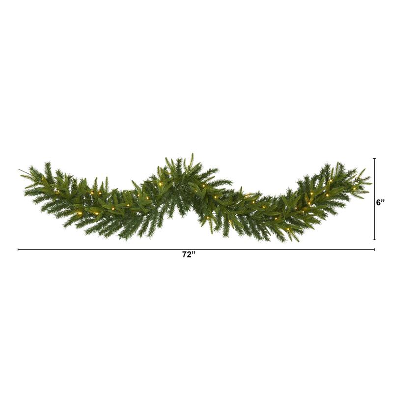 Artificial Christmas Garland 6Ft Green Pine Lights Holiday Decor Festive Home Decor - 72
