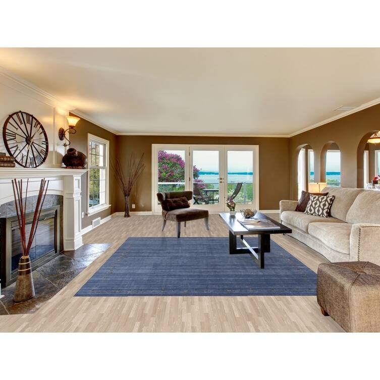 Blue Gabbeh Indian Area Rug Handmade Wool Carpet - 8'0"x 9'8"