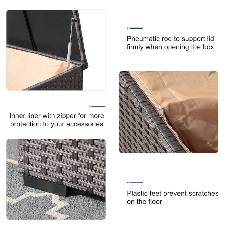 Outdoor Wicker Storage Box 90 Gallon Resin Deck Box