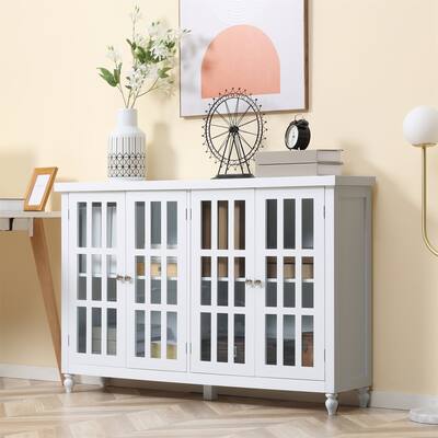 Buffet Cabinet with 4 Tempered Glass Doors