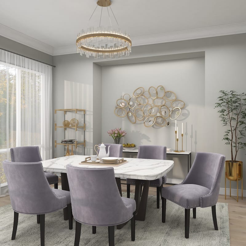 Silver Metal Overlapping Oval Geometric Home Wall Decor with Round Mirrored Accents