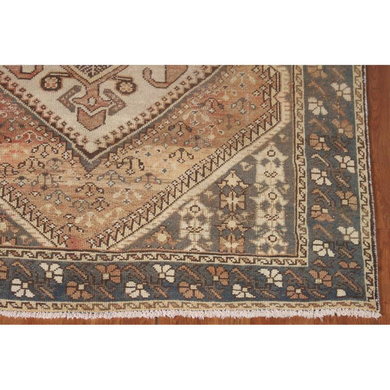 Orange Bakhtiari Persian Vintage Area Rug Hand-Knotted Wool Carpet - 5'1"x 9'10"