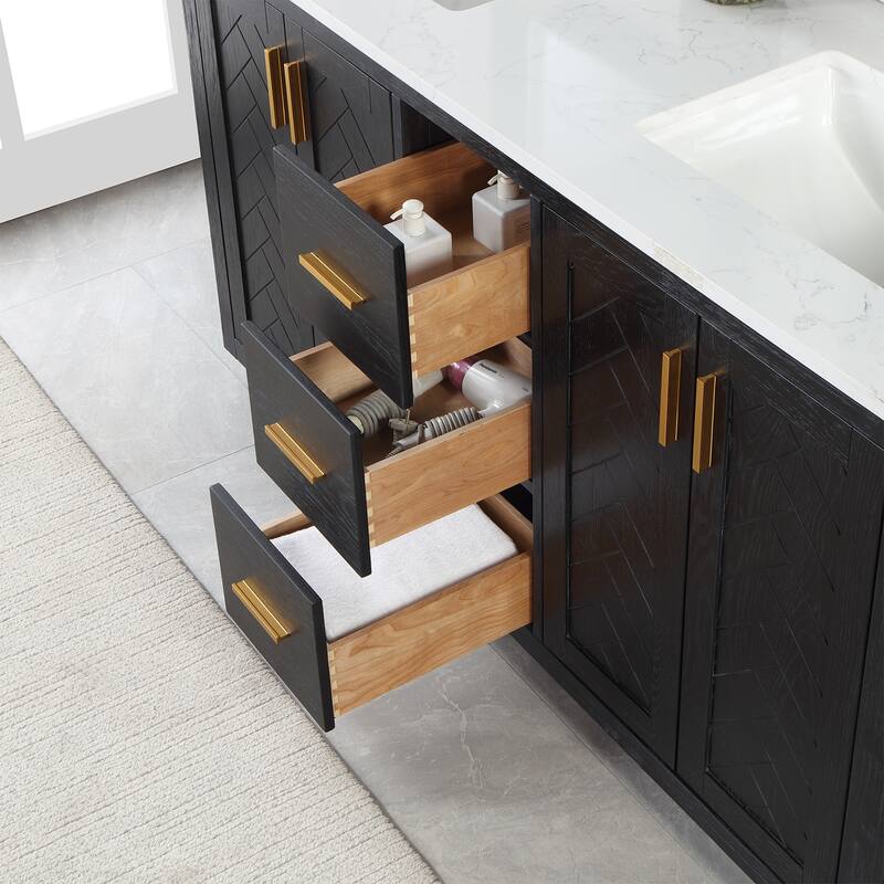 Altair Gazsi Bathroom Vanity with Composite Stone Countertop with Mirror