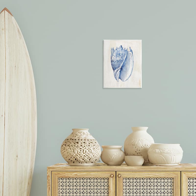 Stupell Nautical Soft Blue Conch Wall Plaque Art Design By Susan Arnot