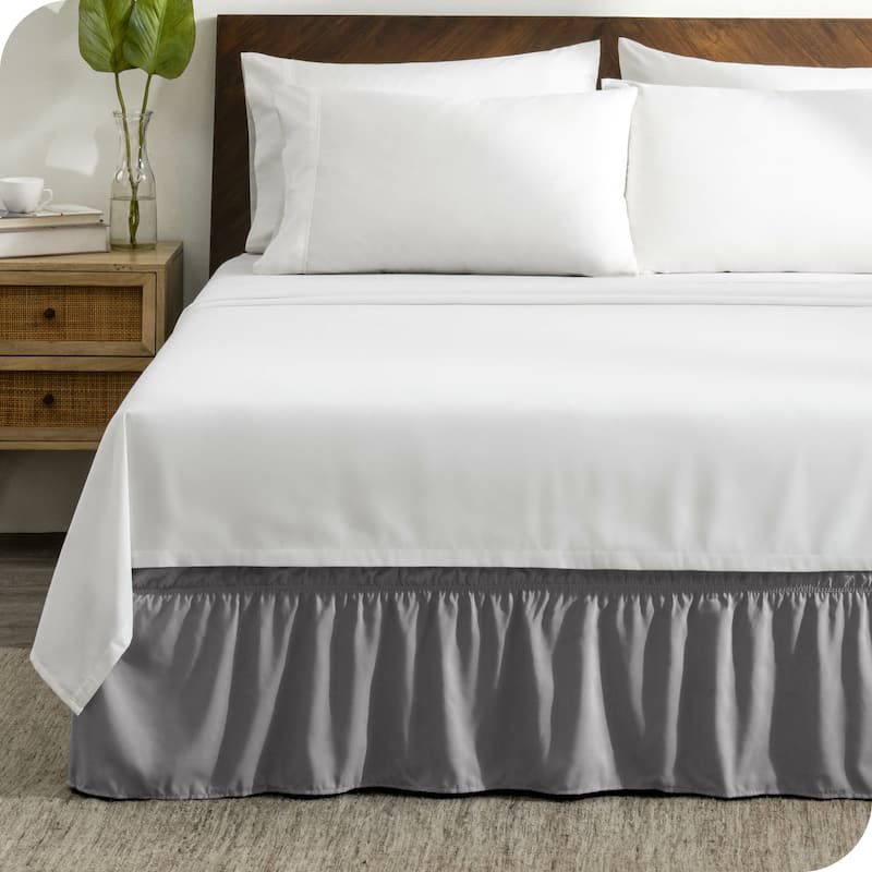 Bare Home Adjustable Wrap Around Bed Skirt - Queen - Light Grey