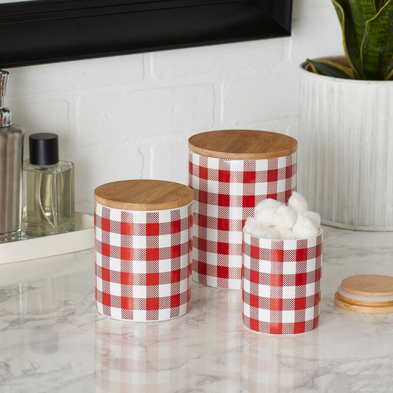 DII Buffalo Check Ceramic Canister (Set of 3)