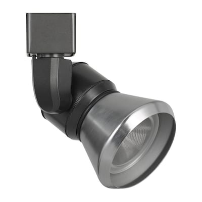 10W Integrated LED Metal Track Fixture with Cone Head, Black and Silver