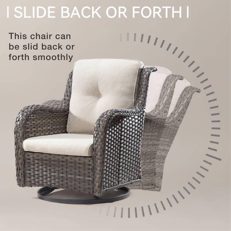 Cozywor 3-Piece Wicker Patio Swivel Outdoor Rocking Chair Set