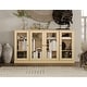 preview thumbnail 1 of 2, Palace Imports 100% Solid Wood 65" Sideboard with Clear Glass Doors and Adjustable Shelves Yellow