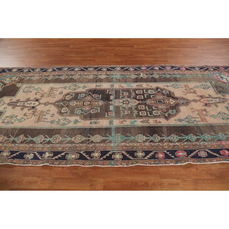 Geometric Ardebil Persian Antique Area Rug Handmade Wool Carpet - 4'8" x 10'4"