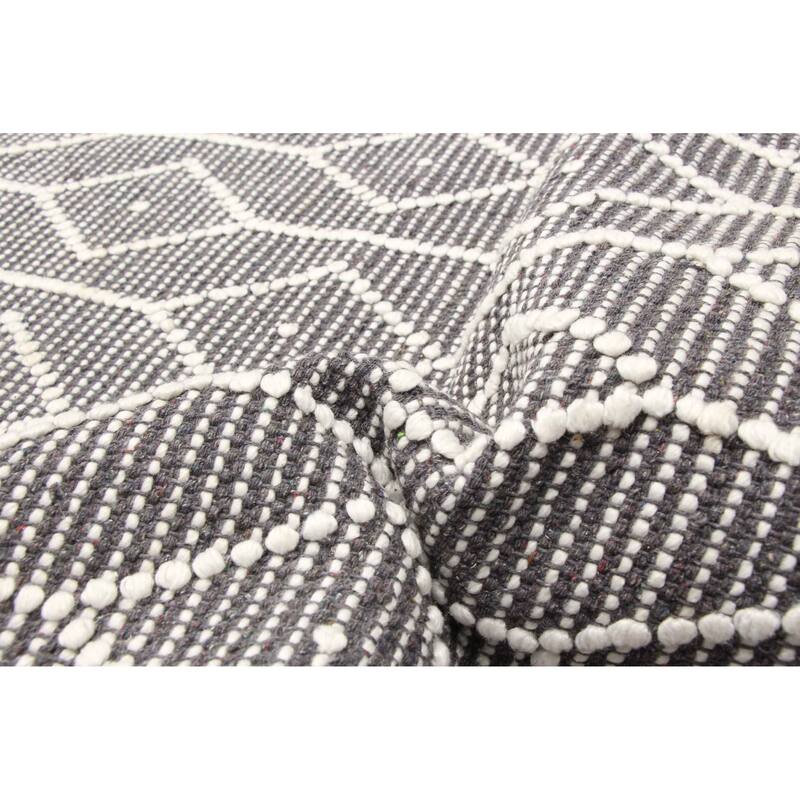 ECARPETGALLERY Braid weave Sienna Grey Wool Rug - 6'2 x 9'3