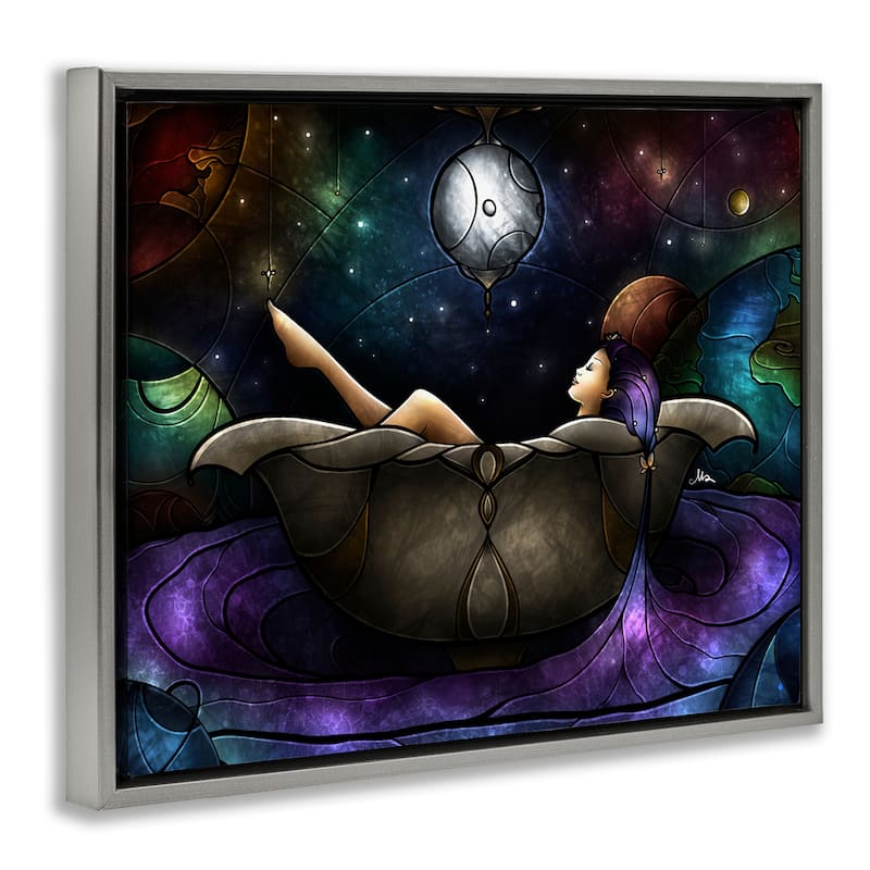Stupell Bathing Under Moonlight Framed Floater Canvas Wall Art Design By Mandie Manzano