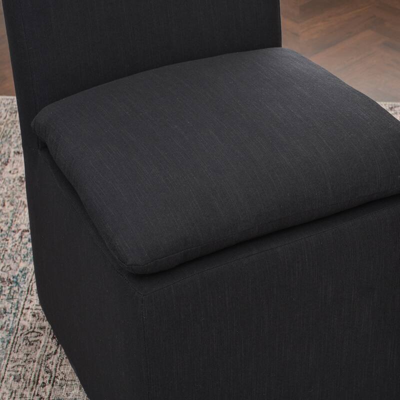 KINWELL 21" Performance Fabric Upholstered Dining Side Chair with Casters (Set of 2)