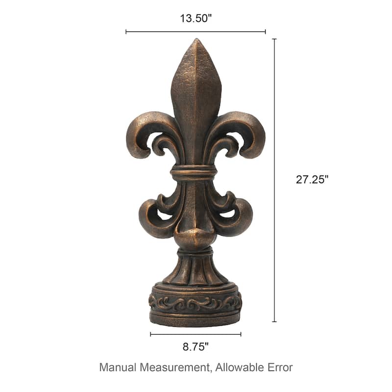 MgO Bronze French Holiness Fleur De Lis LYS Garden Statue Coastal Sculpture by Glitzhome
