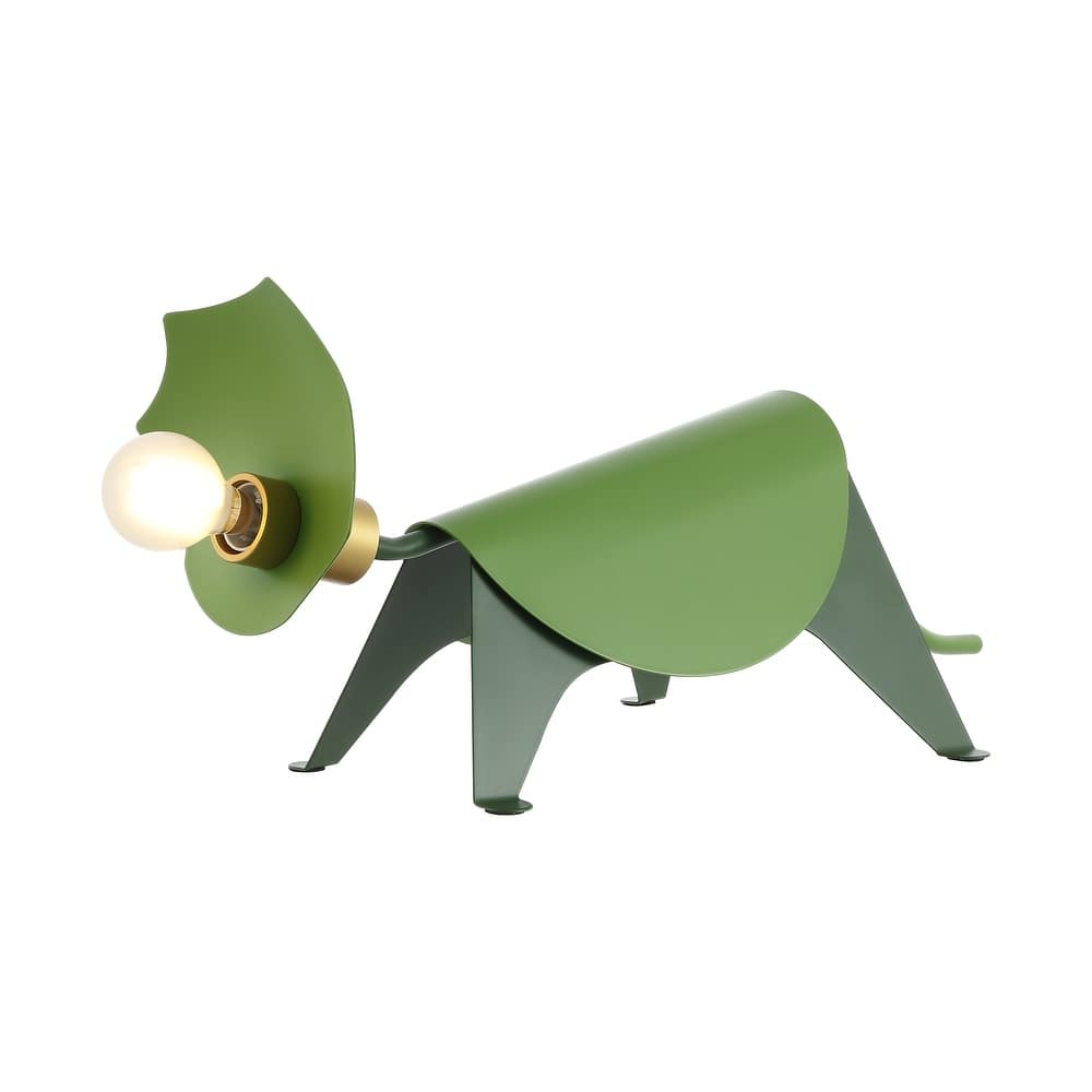 JONATHAN Y Bradley 7.5" Modern Industrial Iron Triceratops LED Kids' Lamp, Green