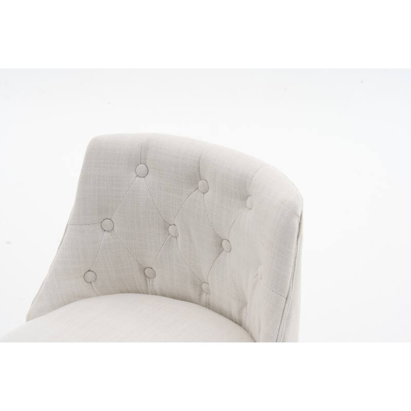 25" Swivel Bar Stools Set Of 2-Modern Counter Height Stools With Linen Upholstery&Button Tufted Back