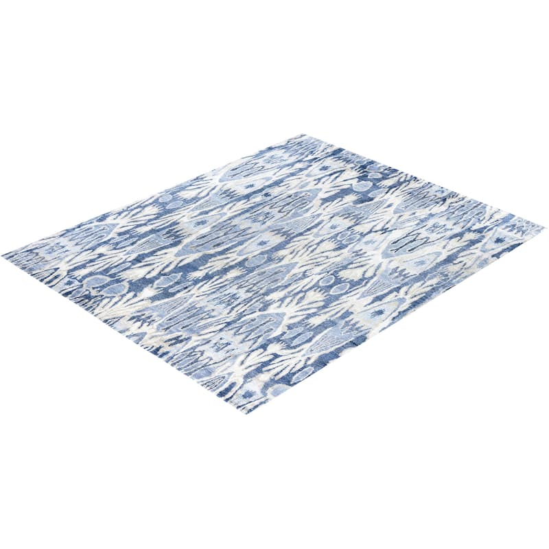 Modern One-of-a-Kind Handmade Area Rug, Blue - 8' 1" x 10' 1"