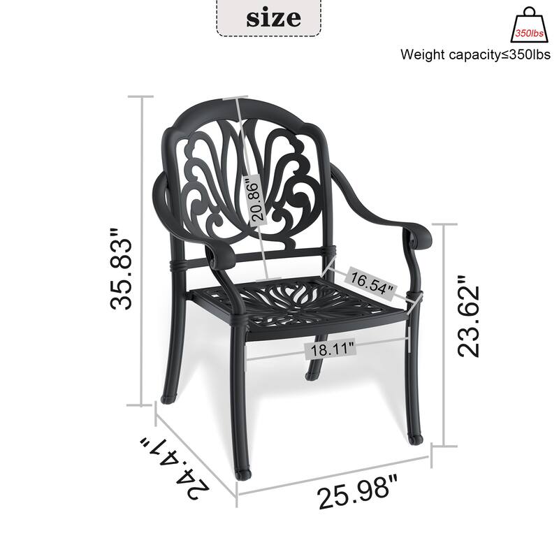 5-Piece Cast Aluminum Outdoor Dining Set with Brown Cushions