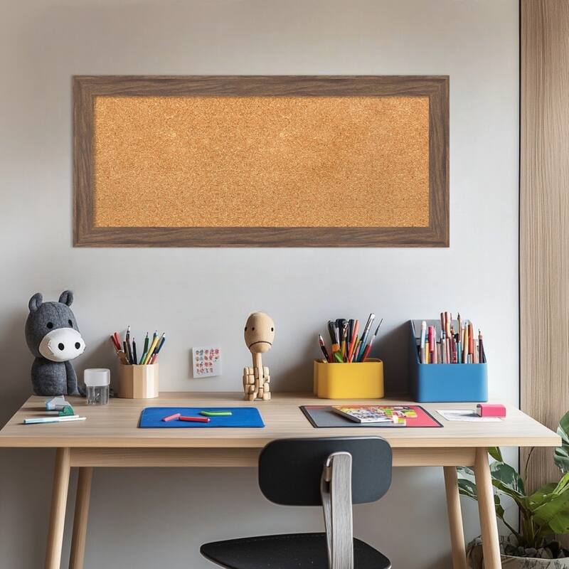 Pia Medium Brown Narrow Framed Cork Board - Bulletin Board, Organization Board, Pin Board