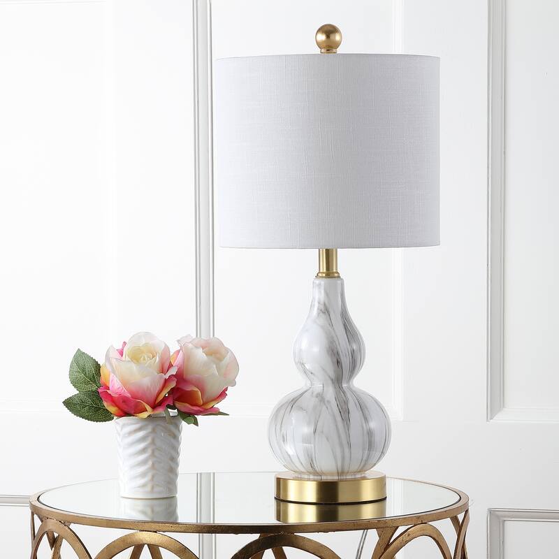 Anya 20.5" Mini Glass LED Table Lamp, Gray by JONATHAN Y