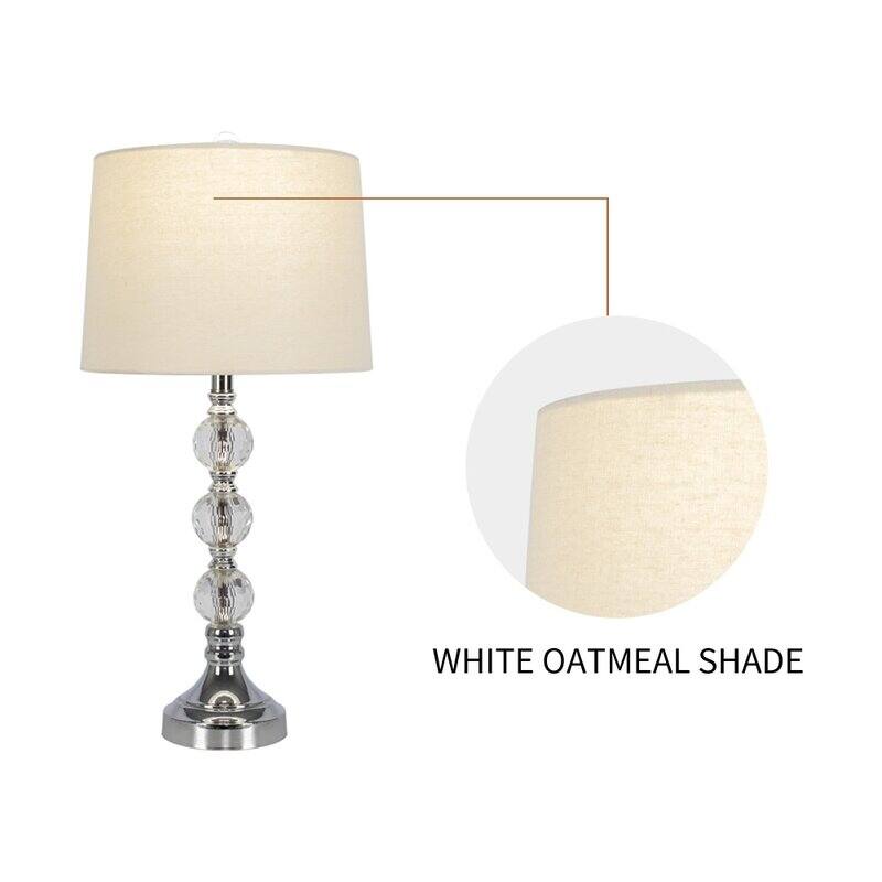 28" Silver Chrome / Clear Bedside Table Lamp Set (Set of 2)