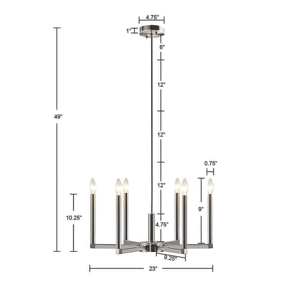 INK+IVY Renzetti 6Light Contemporary Candelabra Styled Chandelier