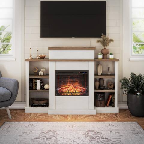 Ameriwood Home Garrison Electric Fireplace with Mantel and Bookcase
