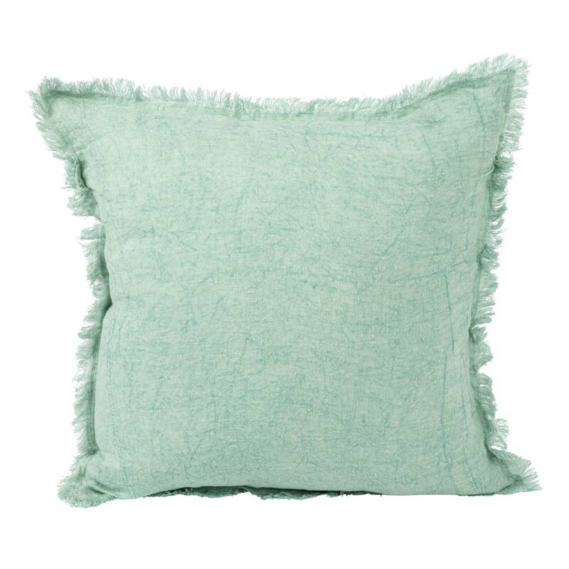 Stonewashed Linen Pillow with Fringe