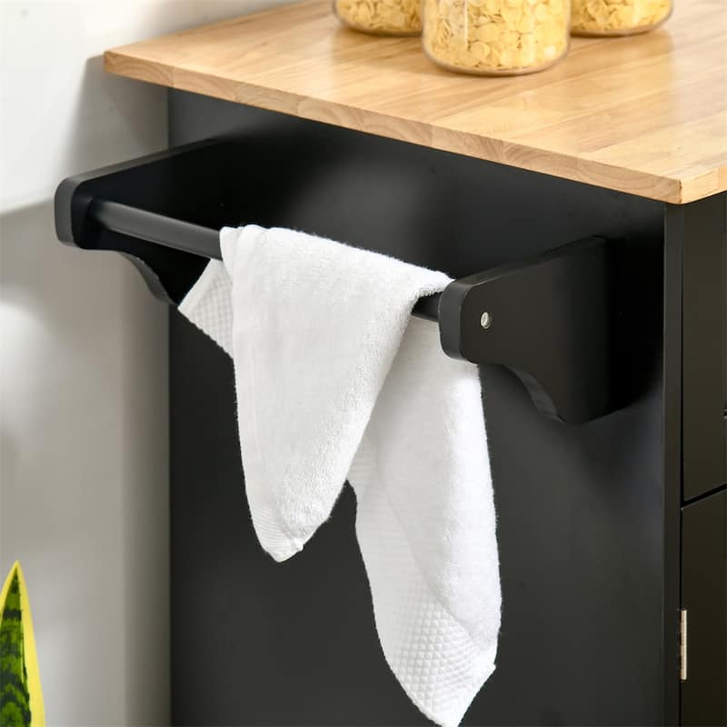 Modern Rolling Kitchen Island with Drawers and Adjustable Shelving - N/A