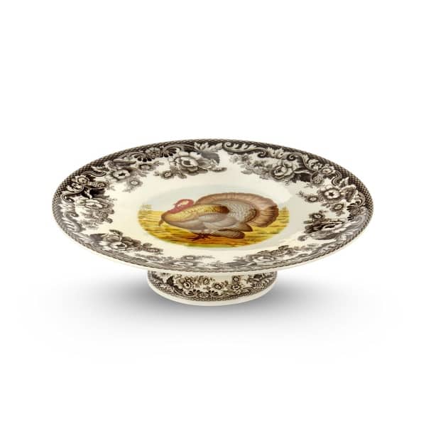 Spode Woodland Turkey Footed Cake Plate - 10.5 in