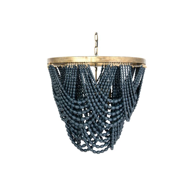 2-Tier Draped Wood Bead Chandelier - Blue