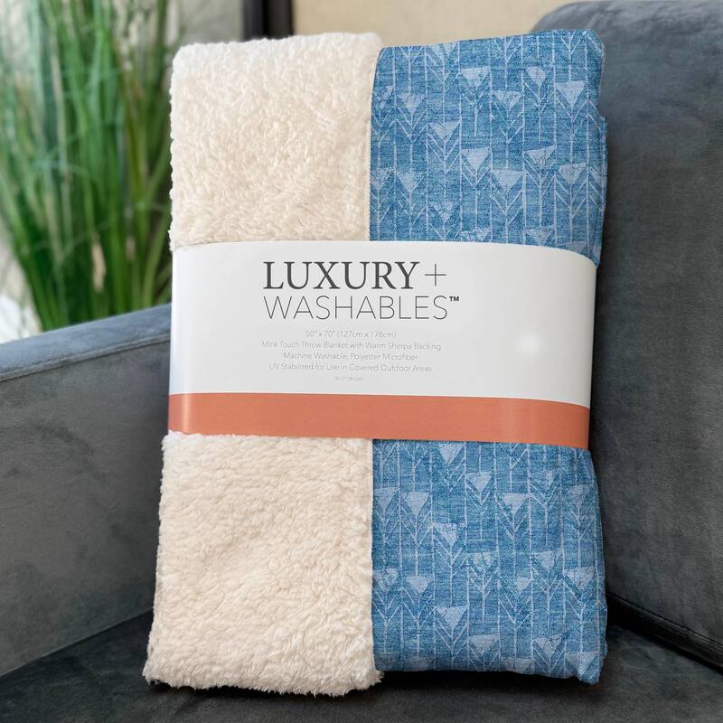 Premium Machine Washable Modern Boho Sherpa Throw Blanket