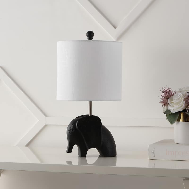 Harlow 17.5" Eclectic Southwestern Resin/Iron Elephant LED Kids Table Lamp, by JONATHAN Y
