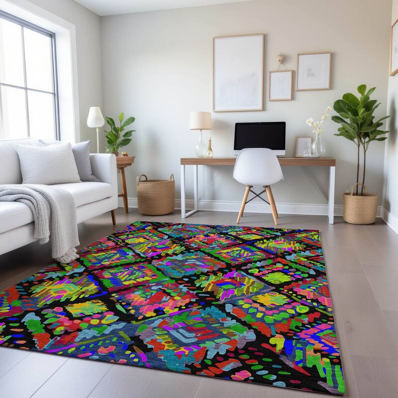 Premium Washable Super Soft Boho Moroccan Mayfield Rug - Black - 2'6" x 3'10"