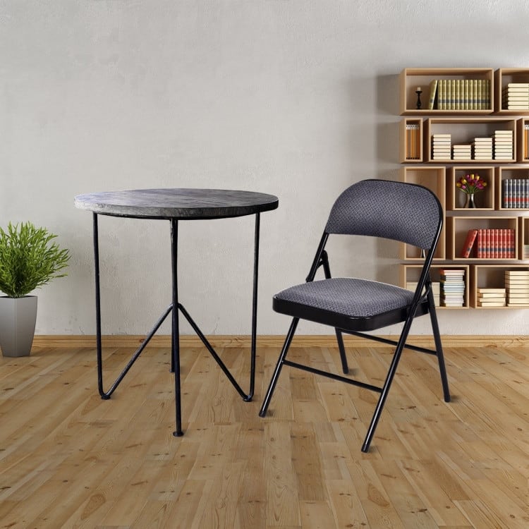 Black Fabric Upholstered Folding Chairs with Padded Seat and Sturdy Metal Frame - 18" x 20" x 30"