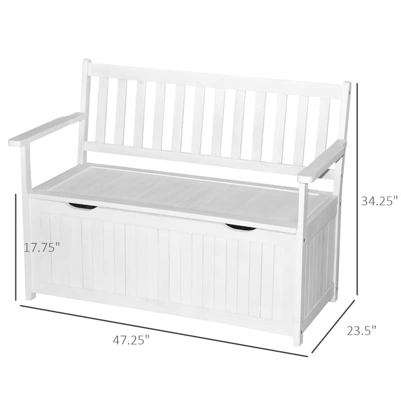 Outsunny 47" Wooden Outdoor Storage Bench with Removable Waterproof Lining