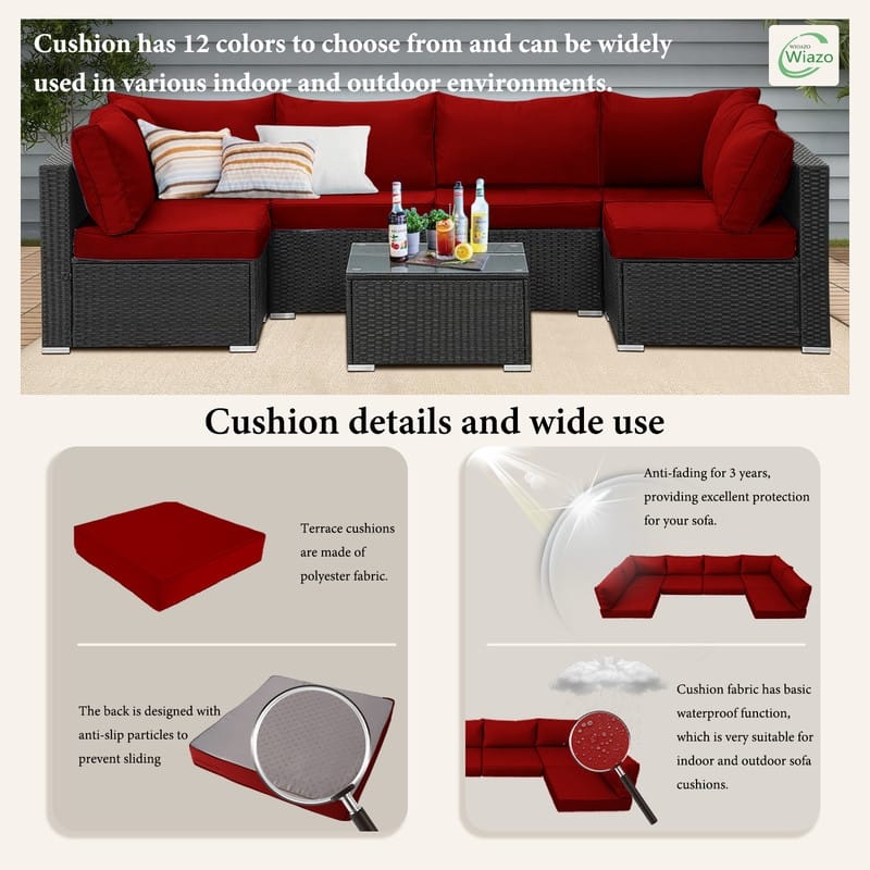 14pcs Outdoor Couch Cushions,4" Waterproof Sectional Rattan Conversation Set Cushions(Only Cushions+Covers,No Sofa) - 14PCS
