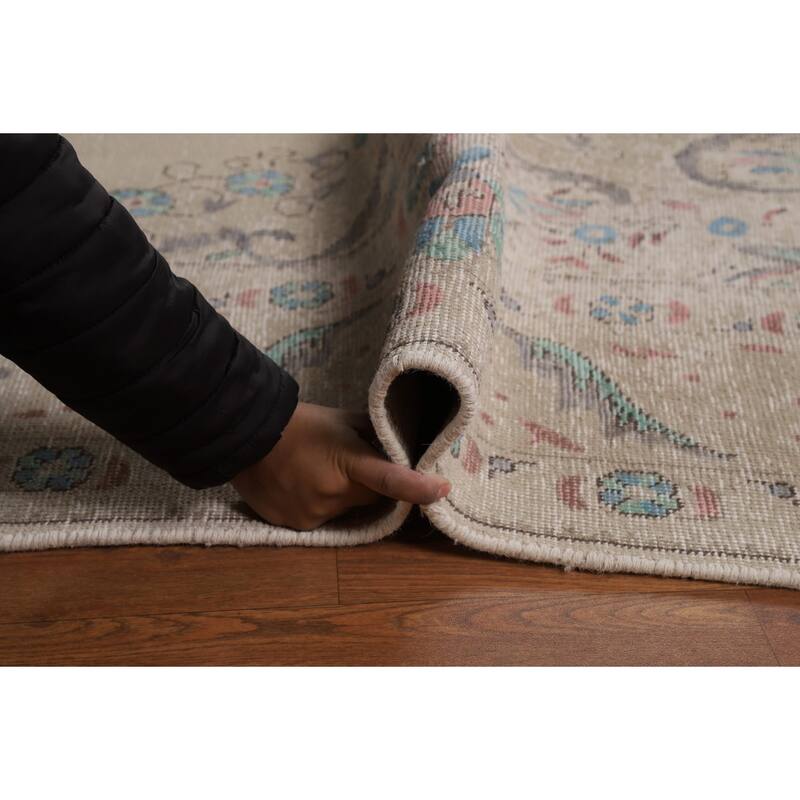 Geometric Tabriz Persian Area Rug Hand-Knotted Oriental Wool Carpet - 8'0"x 10'6"