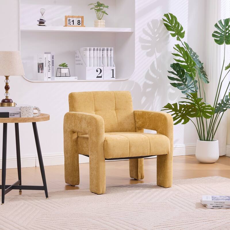 Modern Minimalist Casual Single Armchair Living Room, Bedroom, Office Area Upholstered Chair Comfortable Padded Armchair