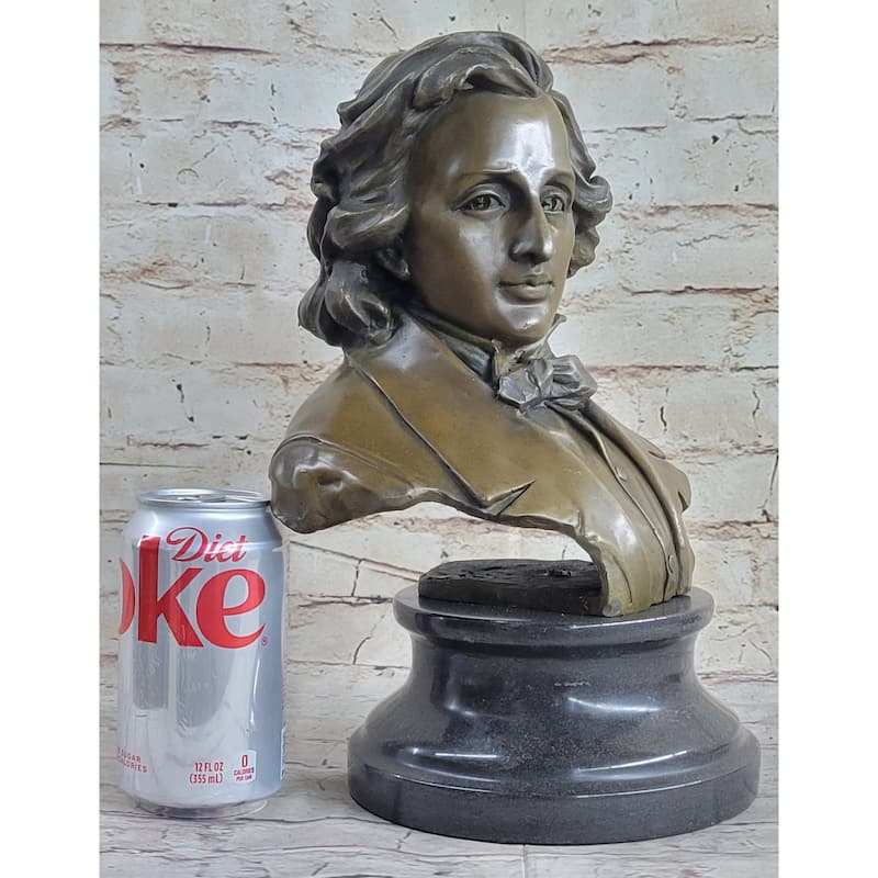 Frederic Chopin Bronze Bust Sculpture Statue Clical Composer Decor Original Art On Marble Base