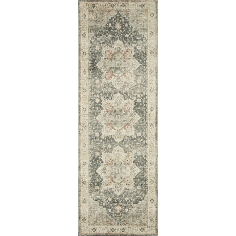 Alexander Home Juliet Vintage Ultra-Plush Medallion Area Rug - 2' 6" x 7' 6" - slate / ivory - Runner