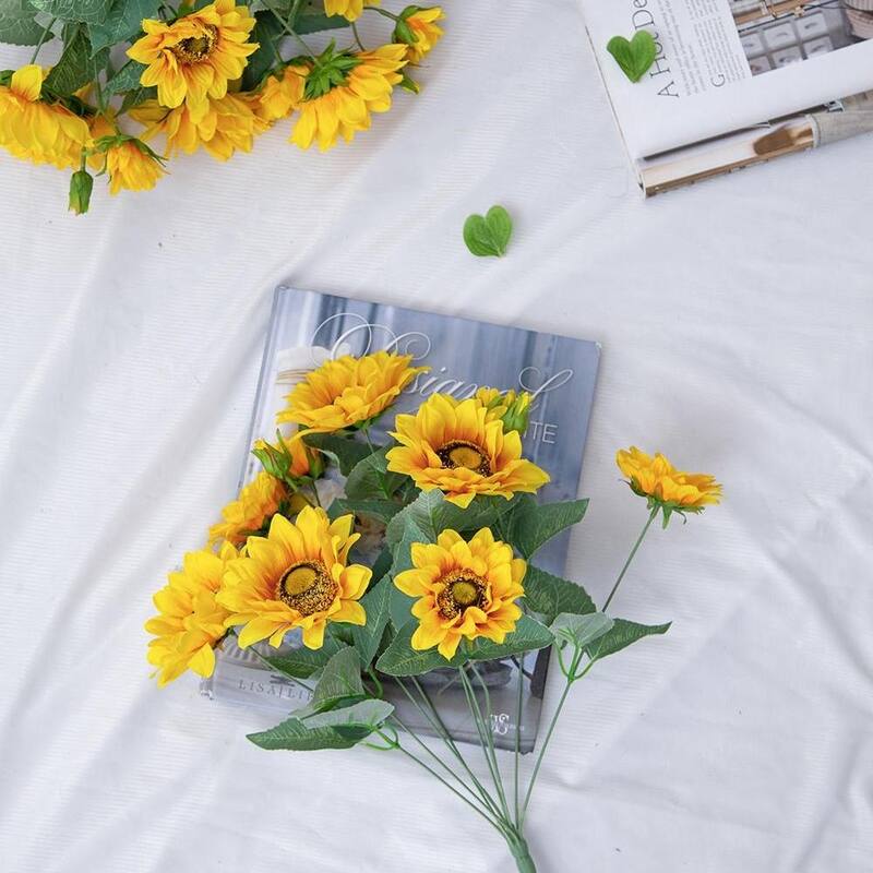 4 Pack Artificial Sunflower BushX9, Artificial Flowers
