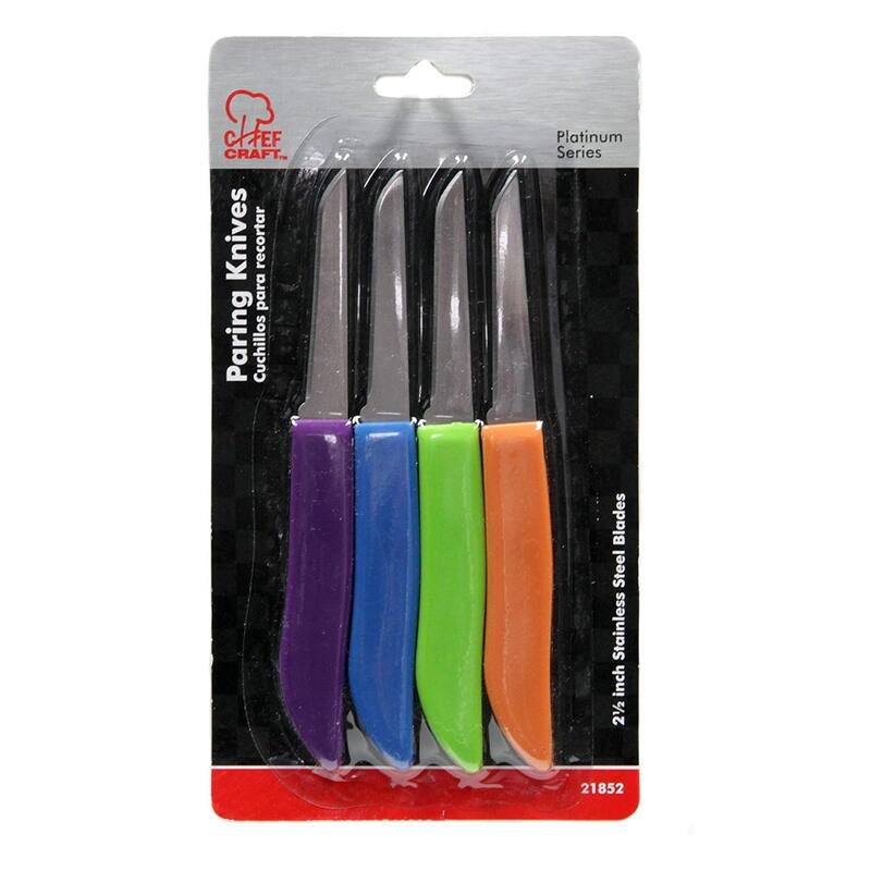 Chef Craft 4pc Stainless Steel Blade Colorful Paring Knives Set