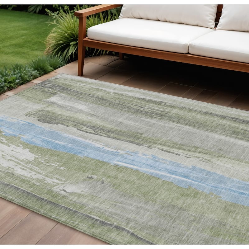 HomeRoots Abstract Transitional Rectangle Outdoor Rug - 9' X 12'